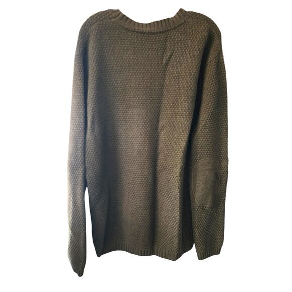 Toad & Co Green Lambswool Malamute Waffle Knit Elbow Patch Textured Sweater XL - Picture 2 of 6